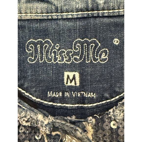 Miss Me Denim Vest With Sequin Details Women’s Medium Blue. - Picture 2 of 8